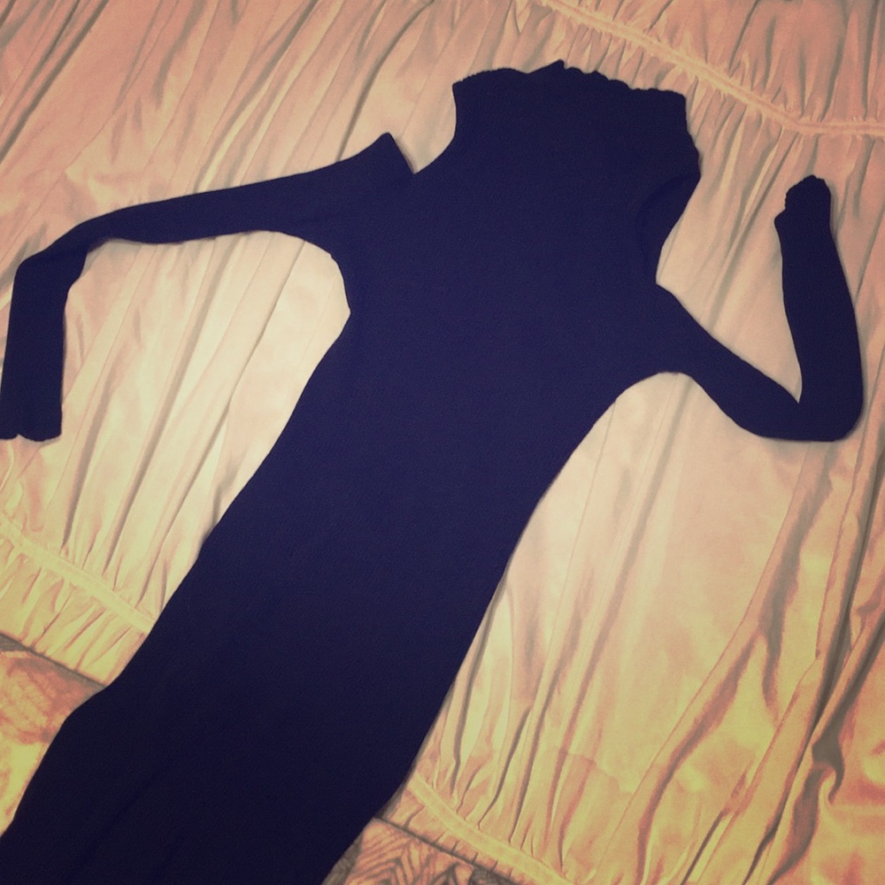 long sleeve, long black dress, shoulder cutout